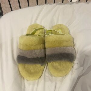 UGG Cream Fuzzy Slippers